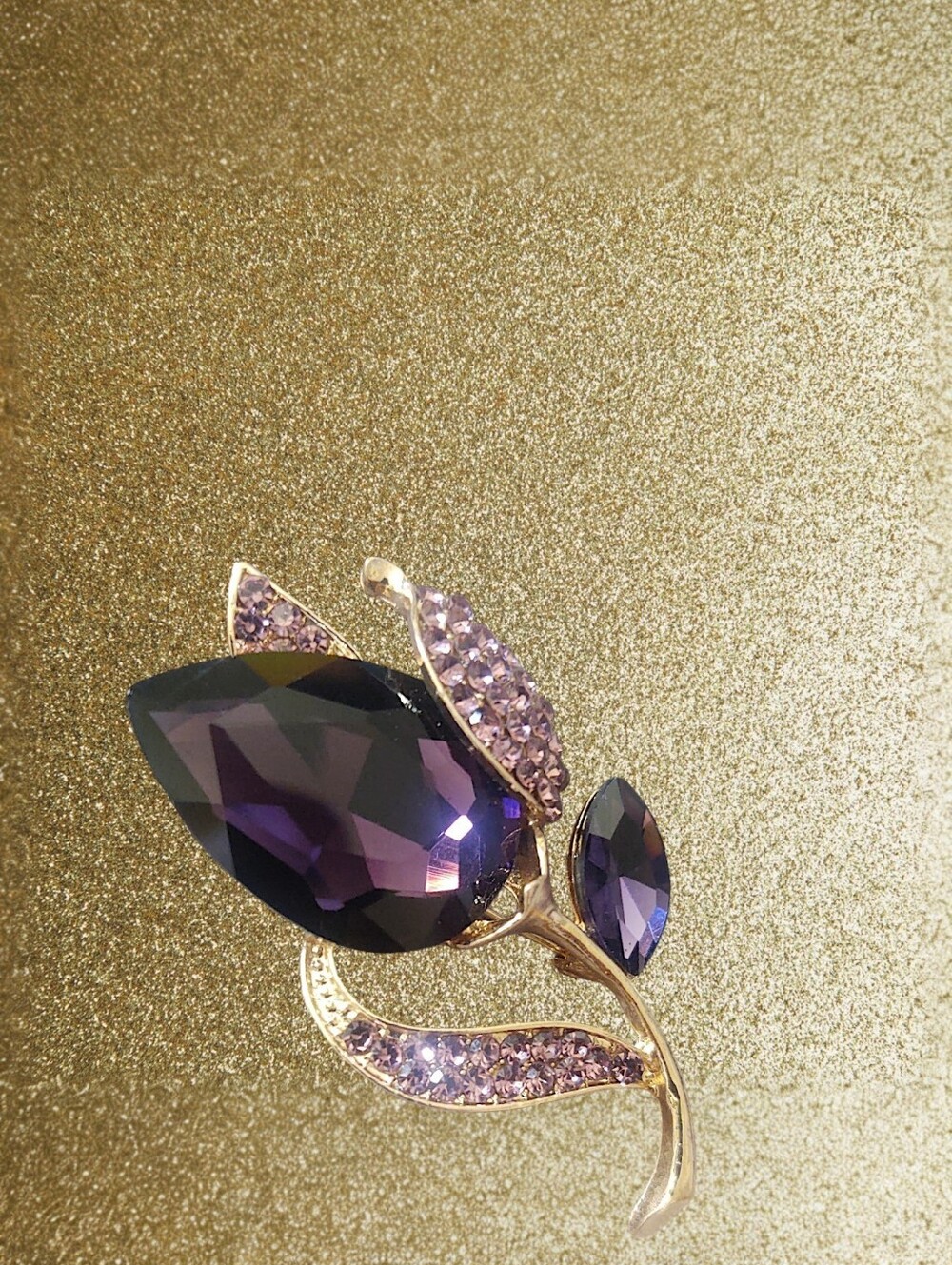 Elegant Purple Crystal Flower Brooch